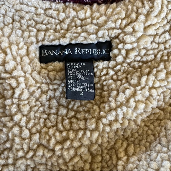 BANANA REPUBLIC plaid sherpa vest size small - Picture 4 of 4